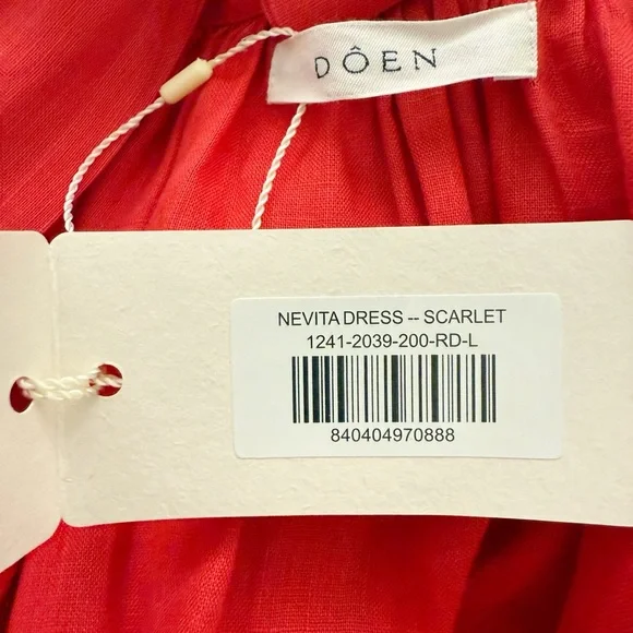 NWT DÔEN Nevita Linen Belted Midi Dress in Scarlett Size L - Picture 13 of 16